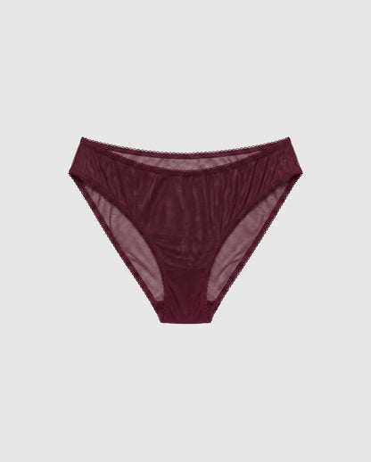 Mesh Dipped Midi Briefs Cherry