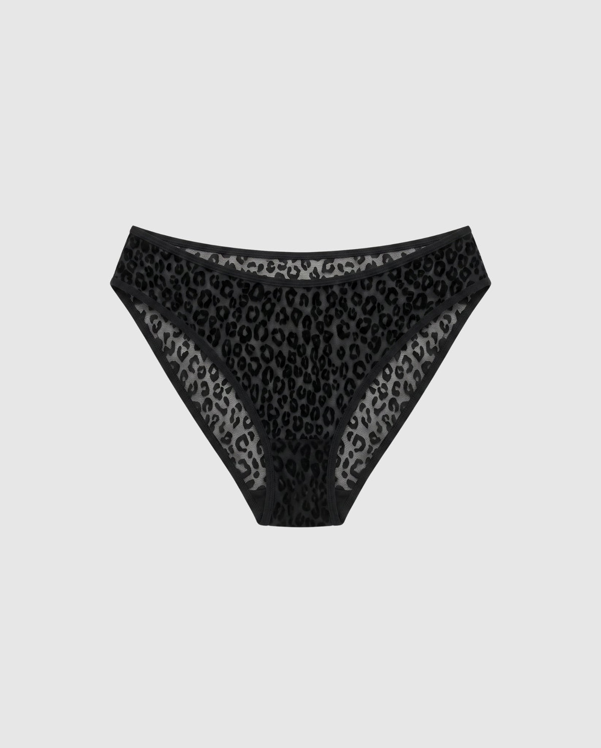 Mesh Dipped Midi Briefs Black Leopard