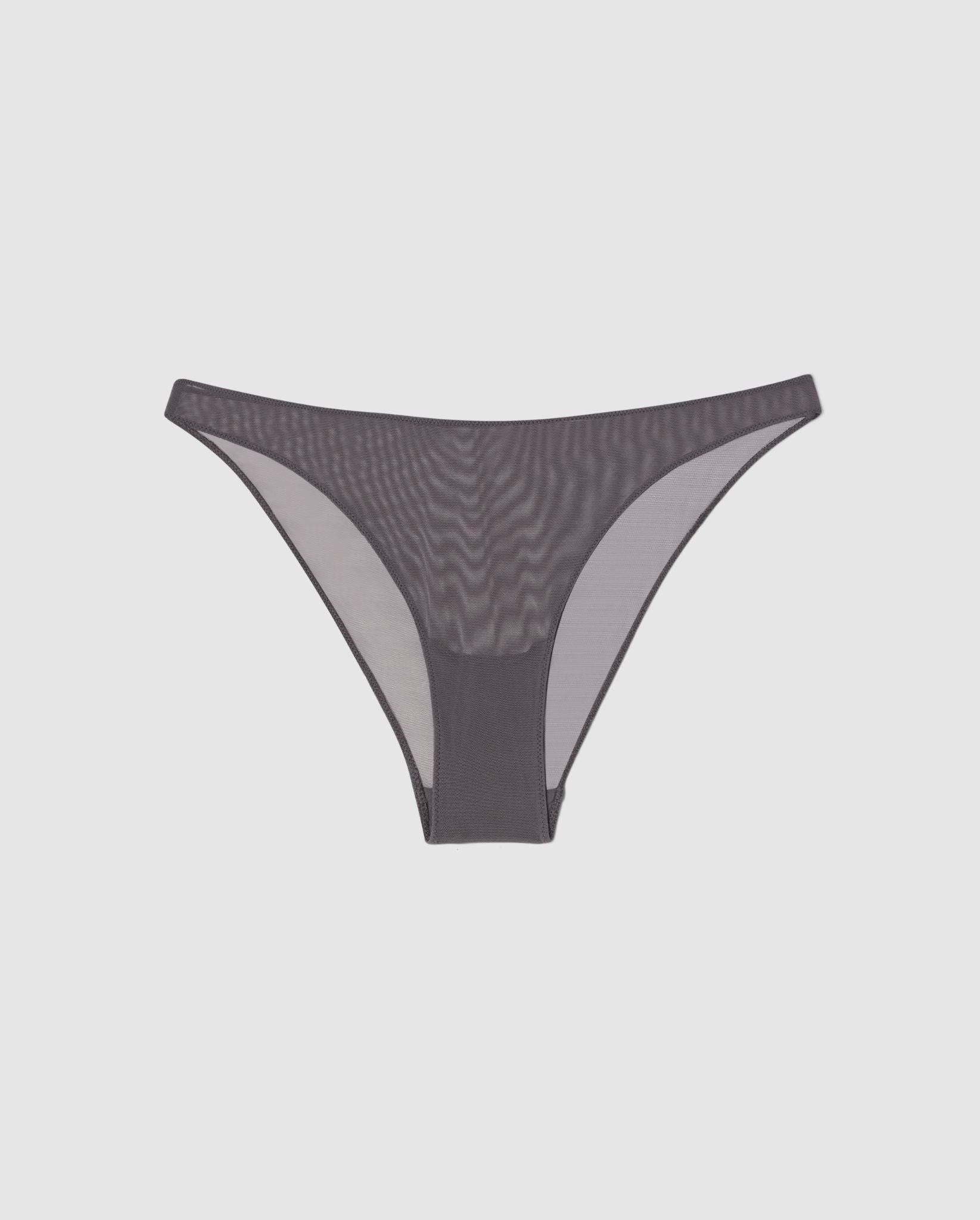 An mesh bikini brief in grey.
