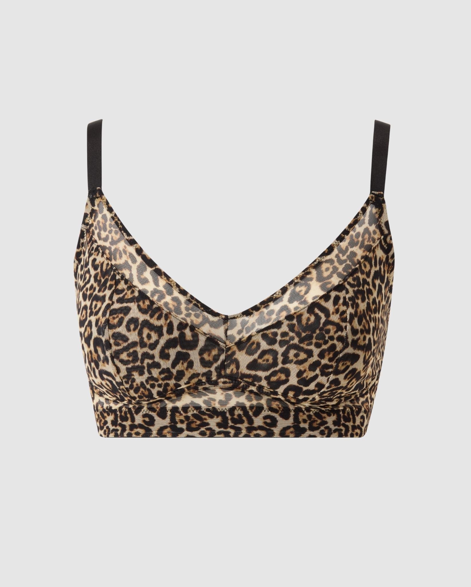 An supportive mesh Bralette in leopard print for larger cups.