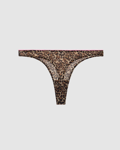An Mesh low rise design in a leopard and candy pink color. 