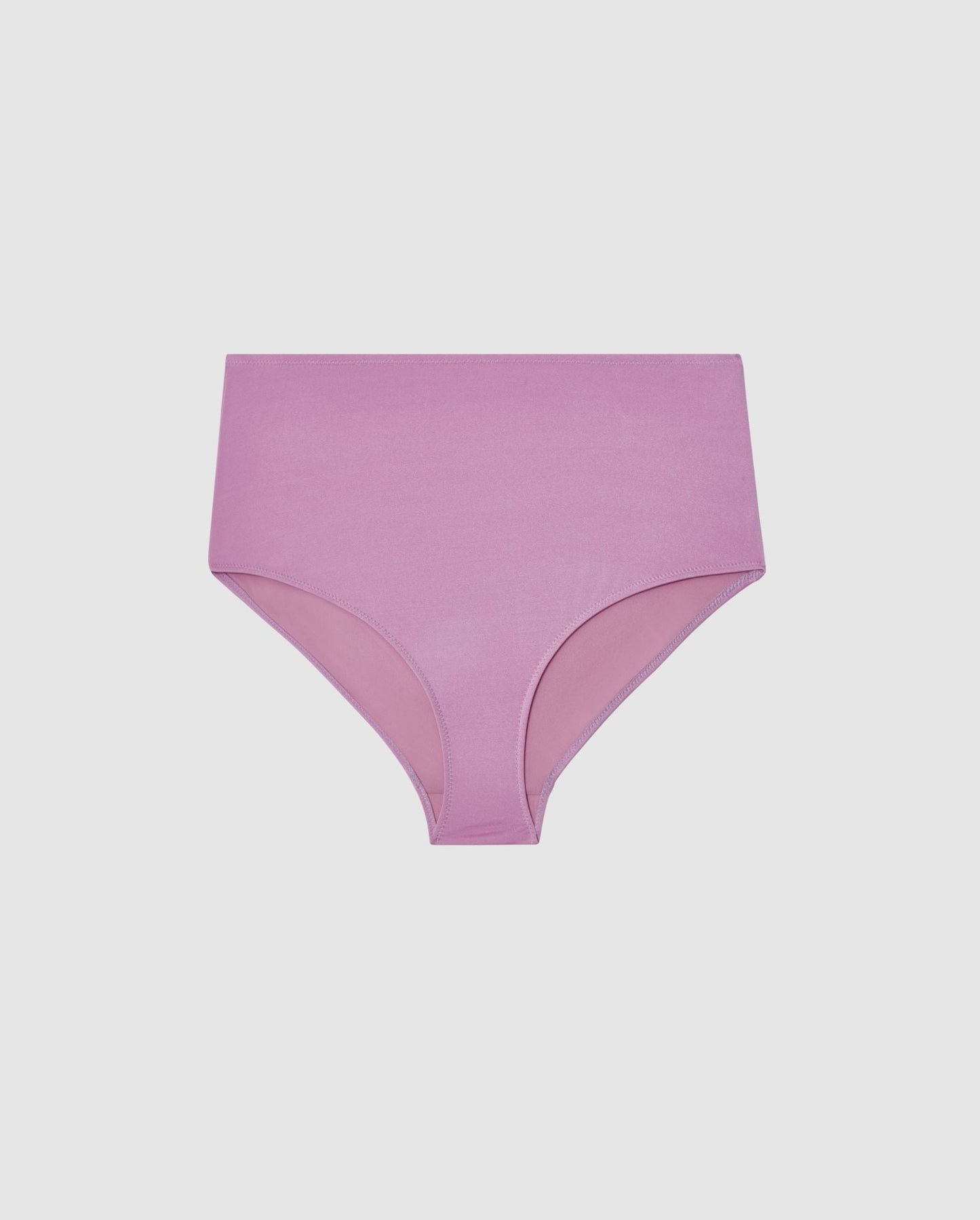 An high-waist bikini bottom in lavender lilac. 