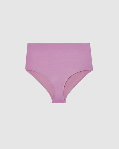 An high-waist bikini bottom in lavender lilac. 
