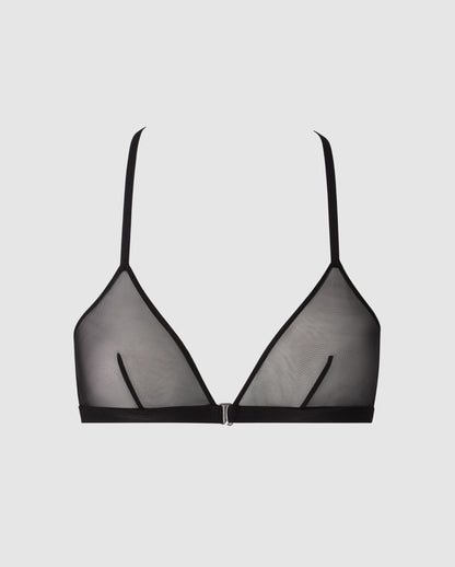 Mesh Racerback Triangle Bralette Black