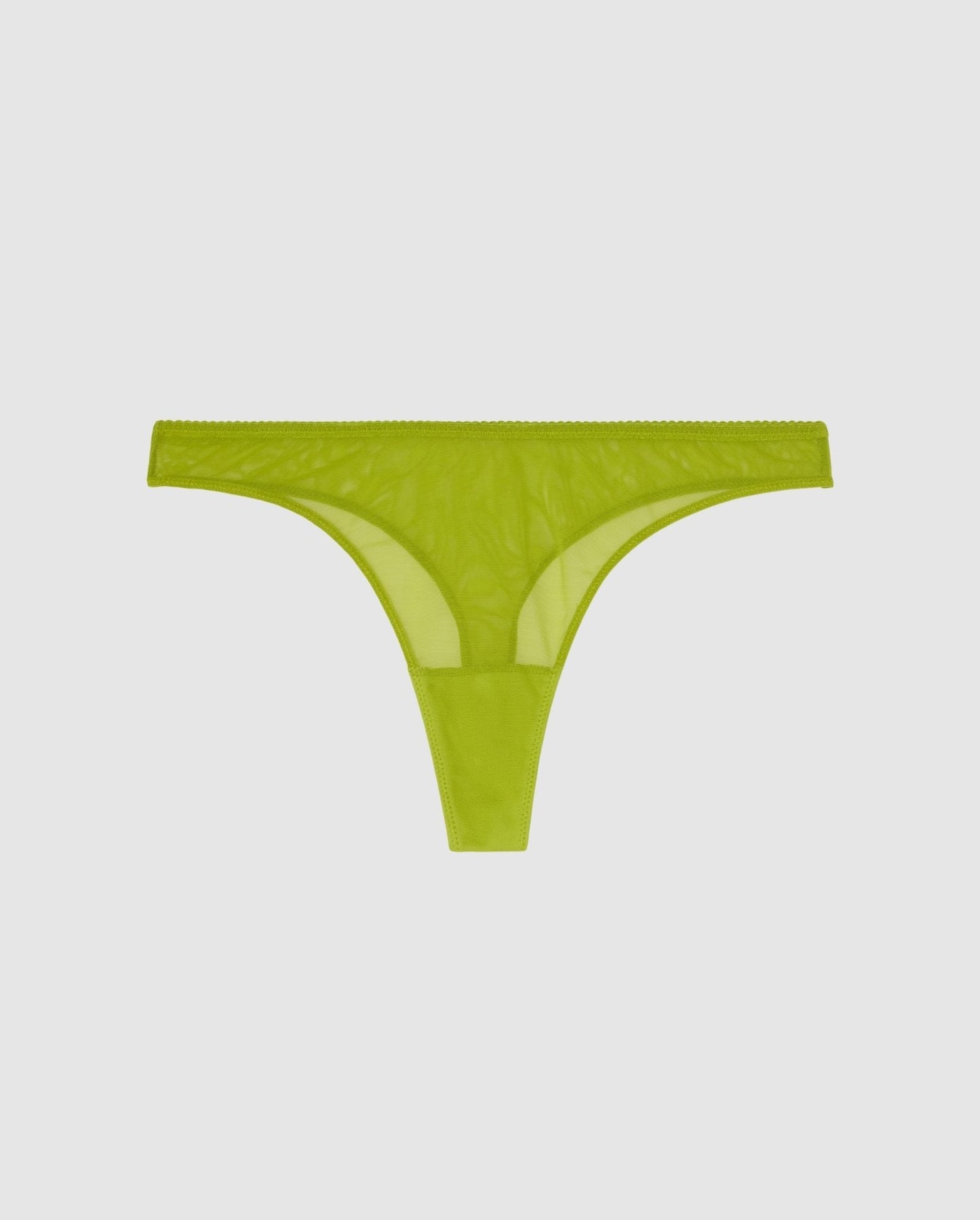 An mesh mid rise high cut panty in matcha.