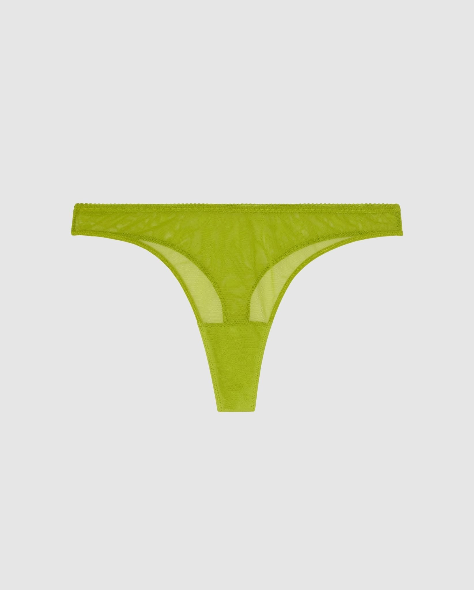 An mesh mid rise high cut panty in matcha.