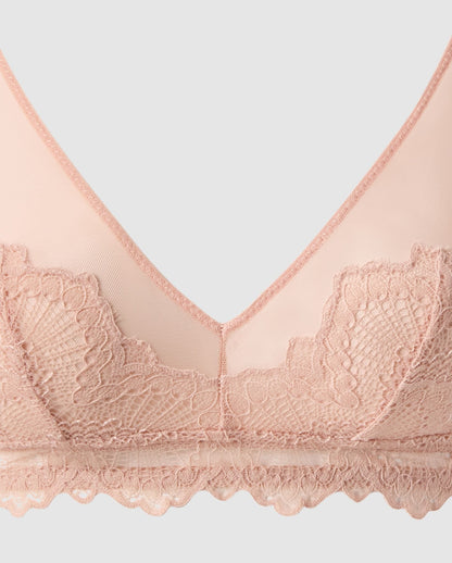 Lace Mesh Triangle Bralette Nude