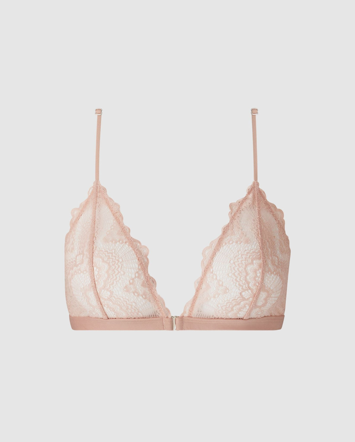 An lace racerback bralette in beige.