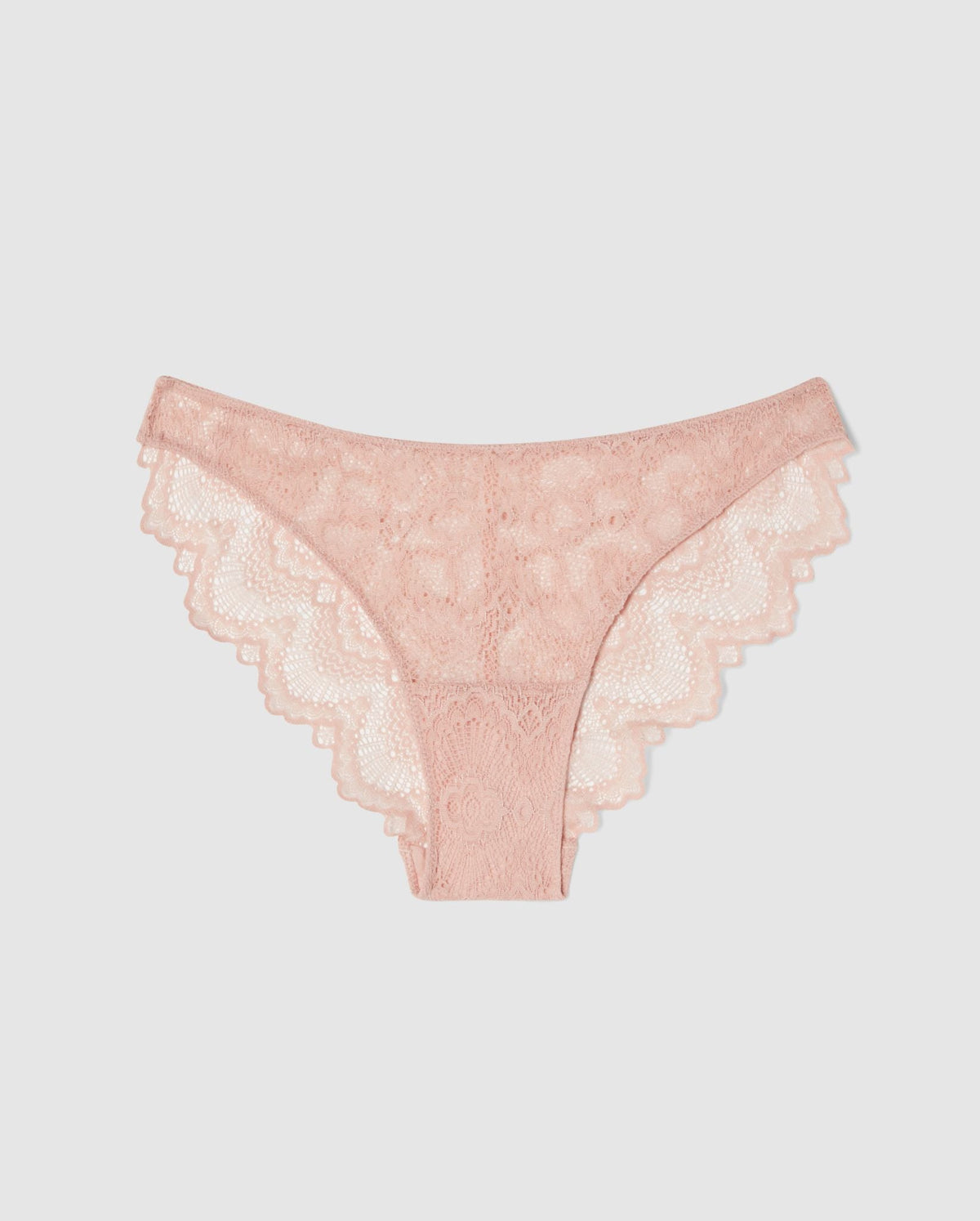 An lace bikini brief in beige.
