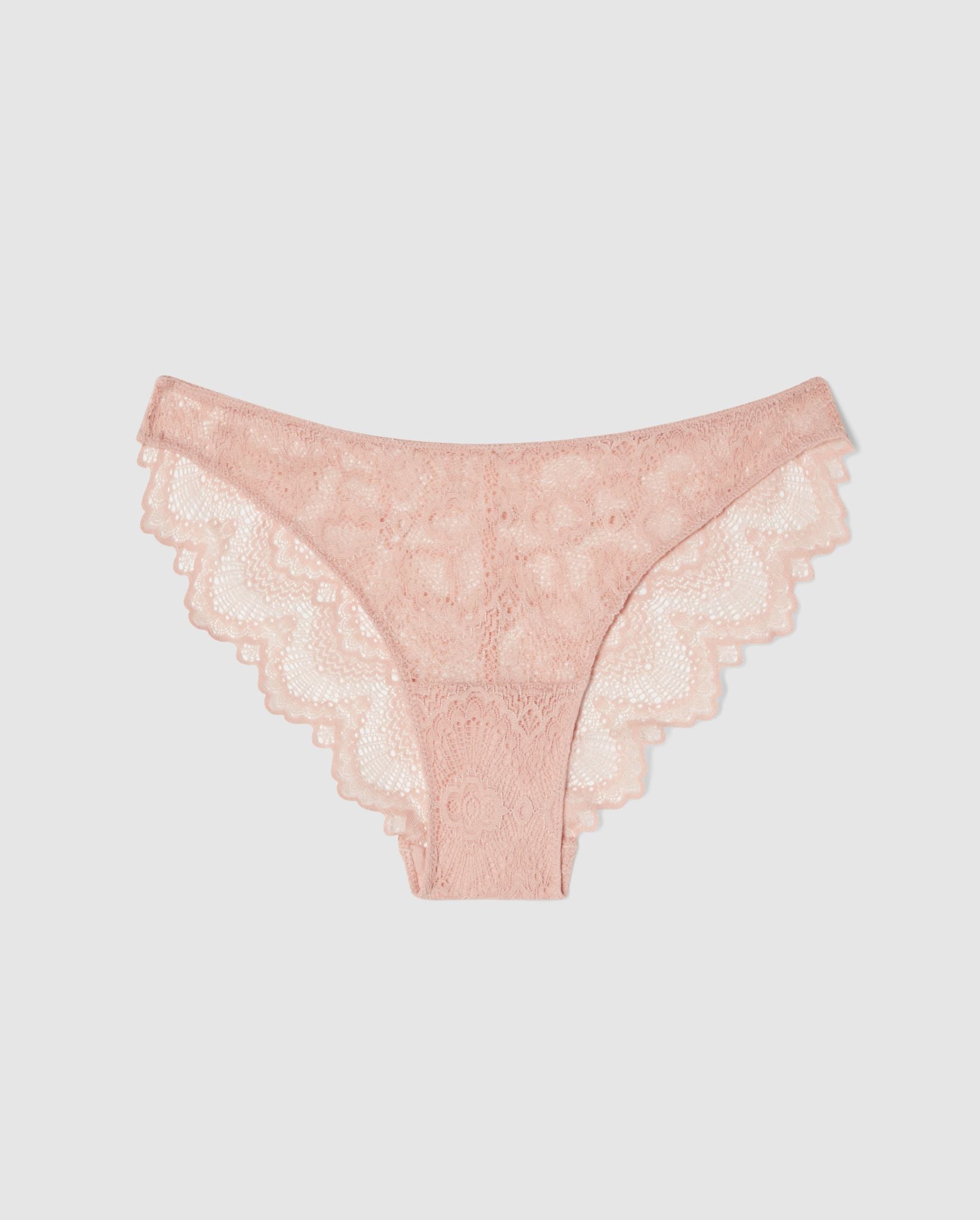 An lace bikini brief in beige.