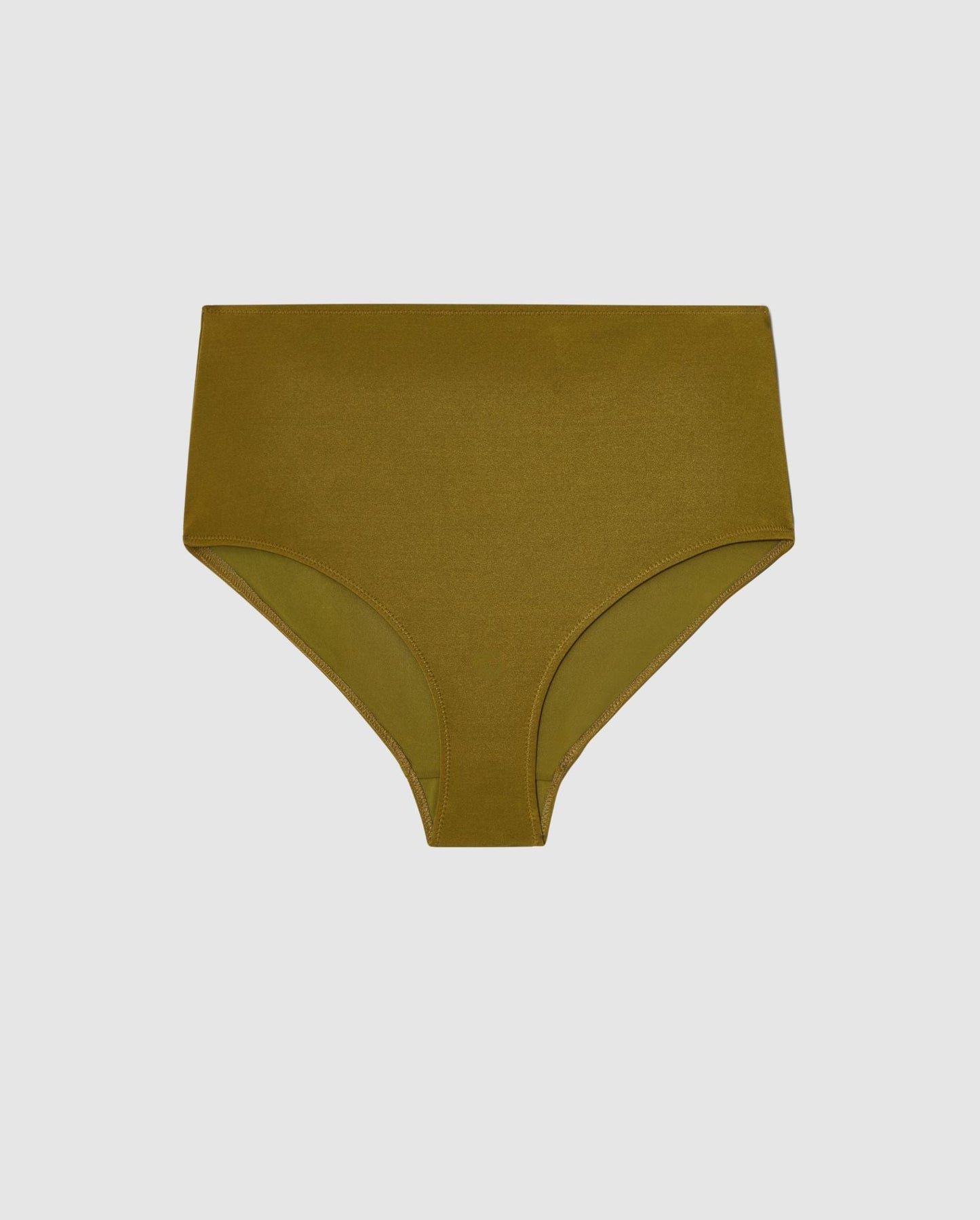 An high-waist bikini bottom in green olive. 