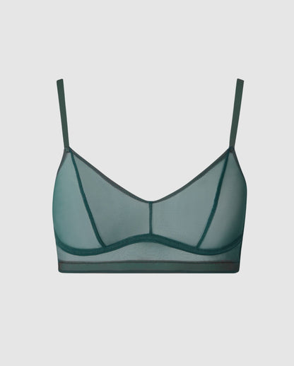 An meh balconette in pine green.