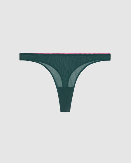 An mid rise high cut panty in pine green.