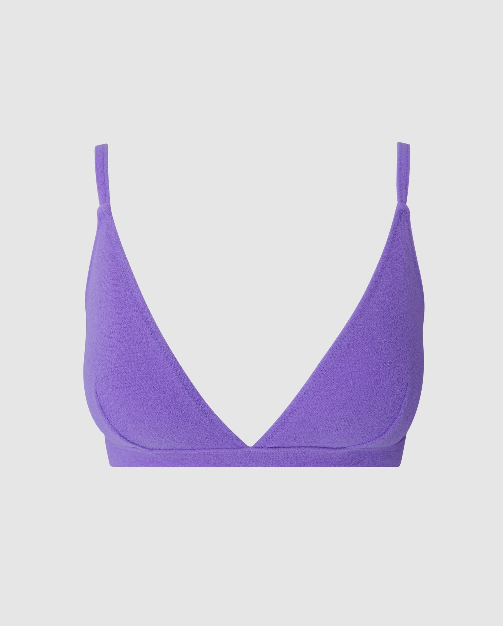An triangle bikini top in lilac. 