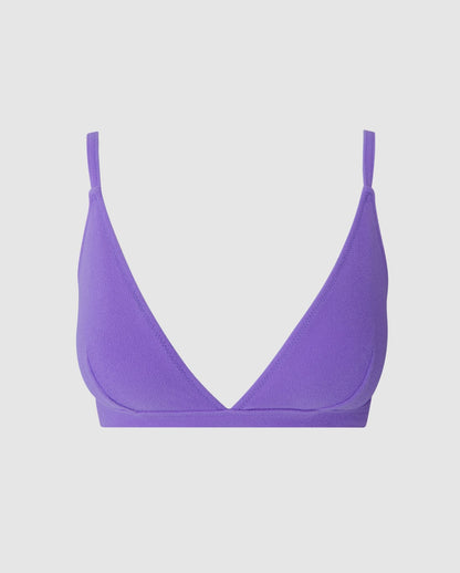 An triangle bikini top in lilac. 