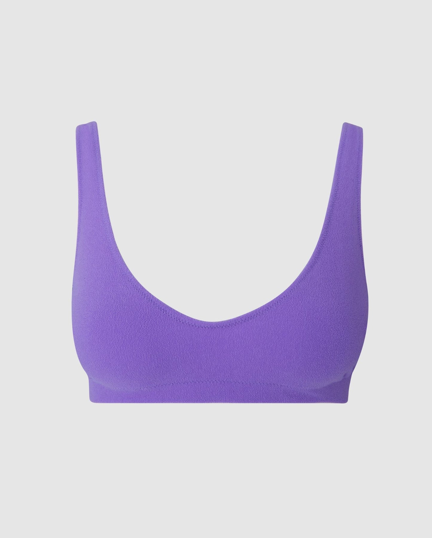 A scoop bikini top in lilac. 