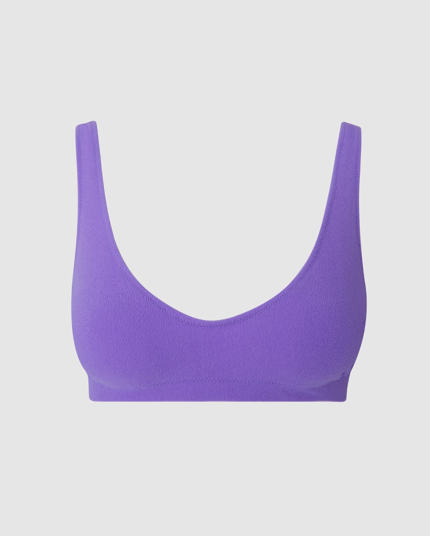 A scoop bikini top in lilac. 