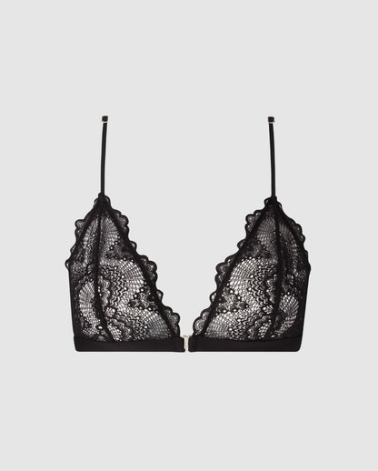 An lace racerback bralette in black.