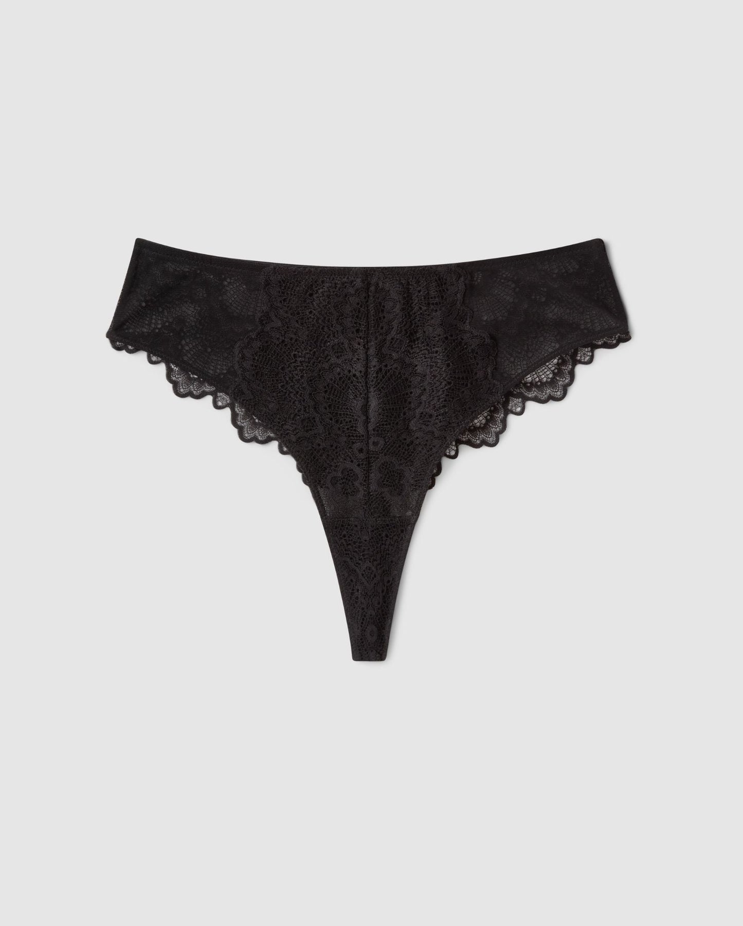 An mesh and lace highwaist high cut panty in black.