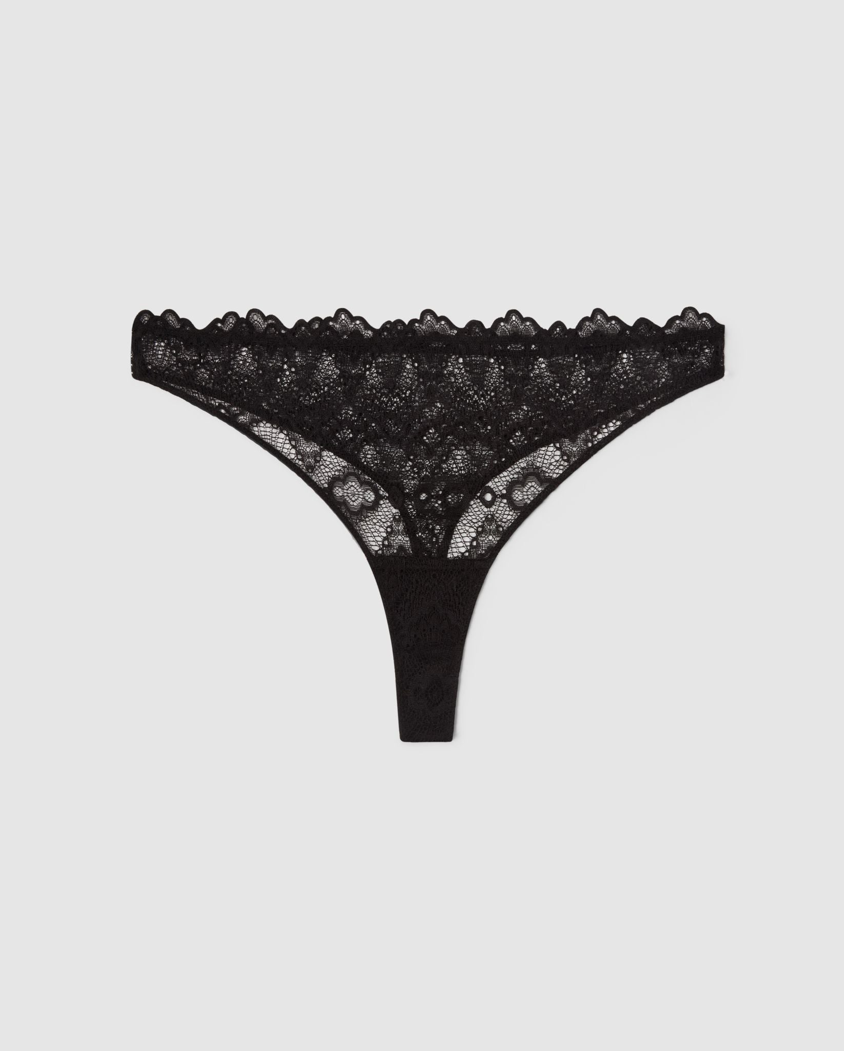 An Lace mid rise high cut design in a black color. 