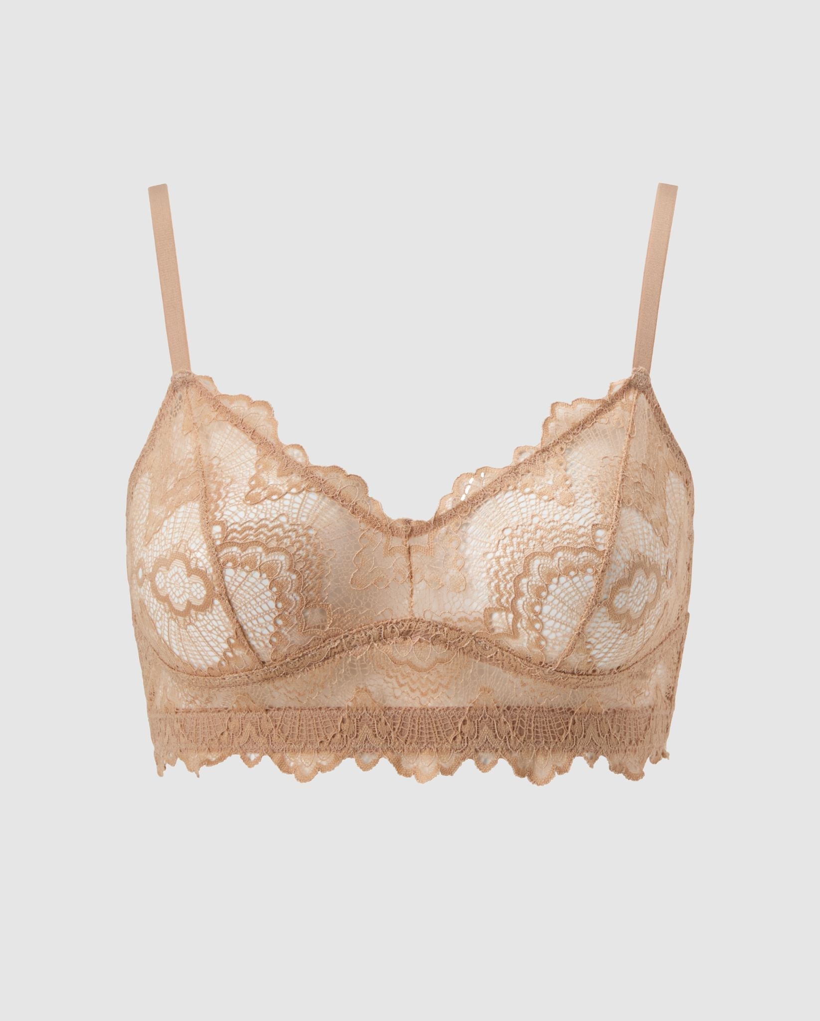 An lace balconette in a warm beige design. 
