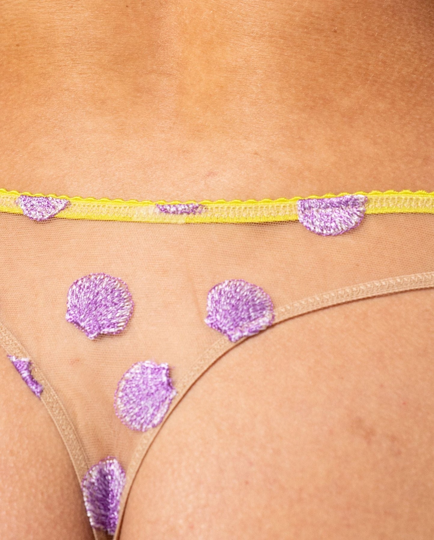 Mesh Thong Warm Nude/Lilac