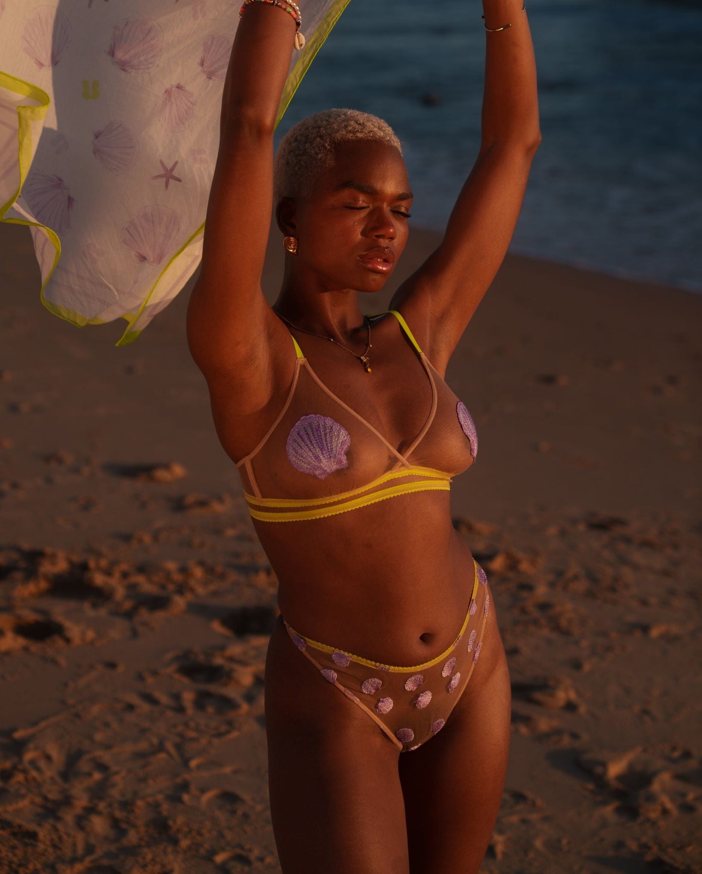 Mesh Bikini Briefs Warm Nude/Lilac