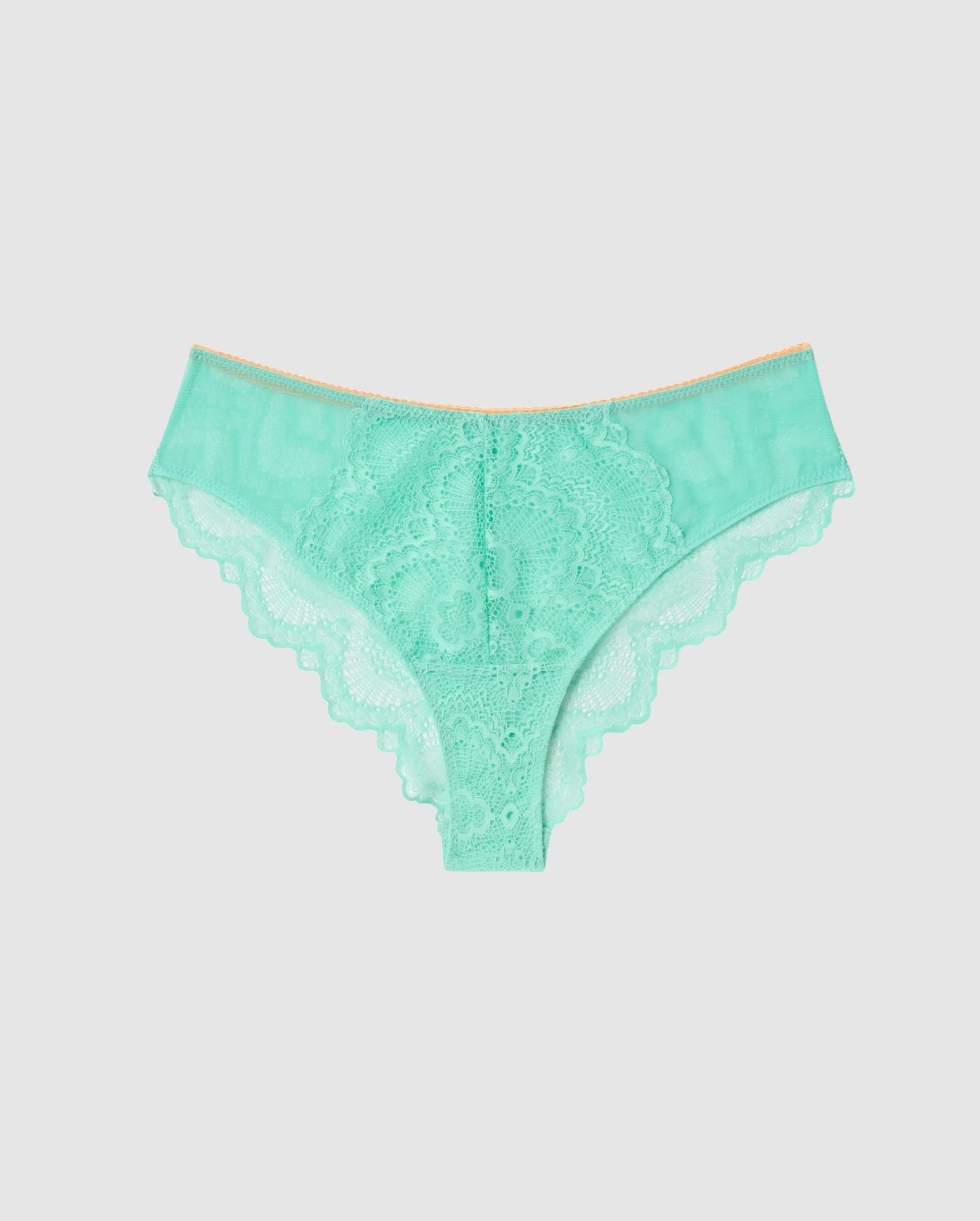 An flattering lace panty in turquoise.