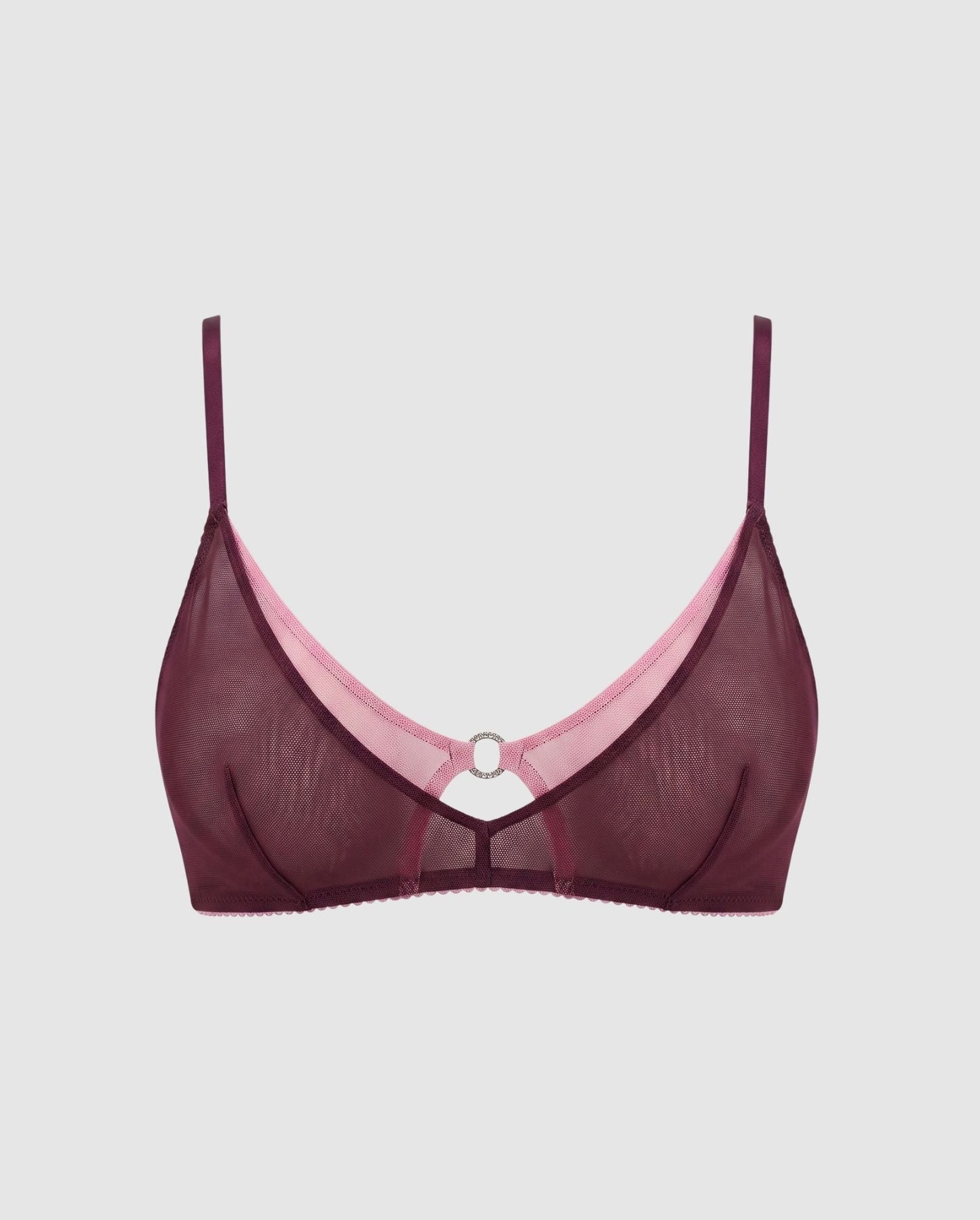 Mesh Double Triangle+ Bralette Cherry