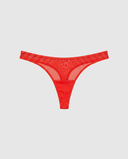 Mesh Dipped Thong Fiery Red