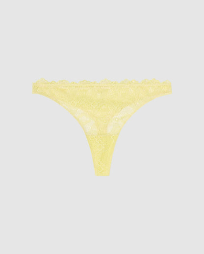 An lace highcut mid rise panty in light yellow.