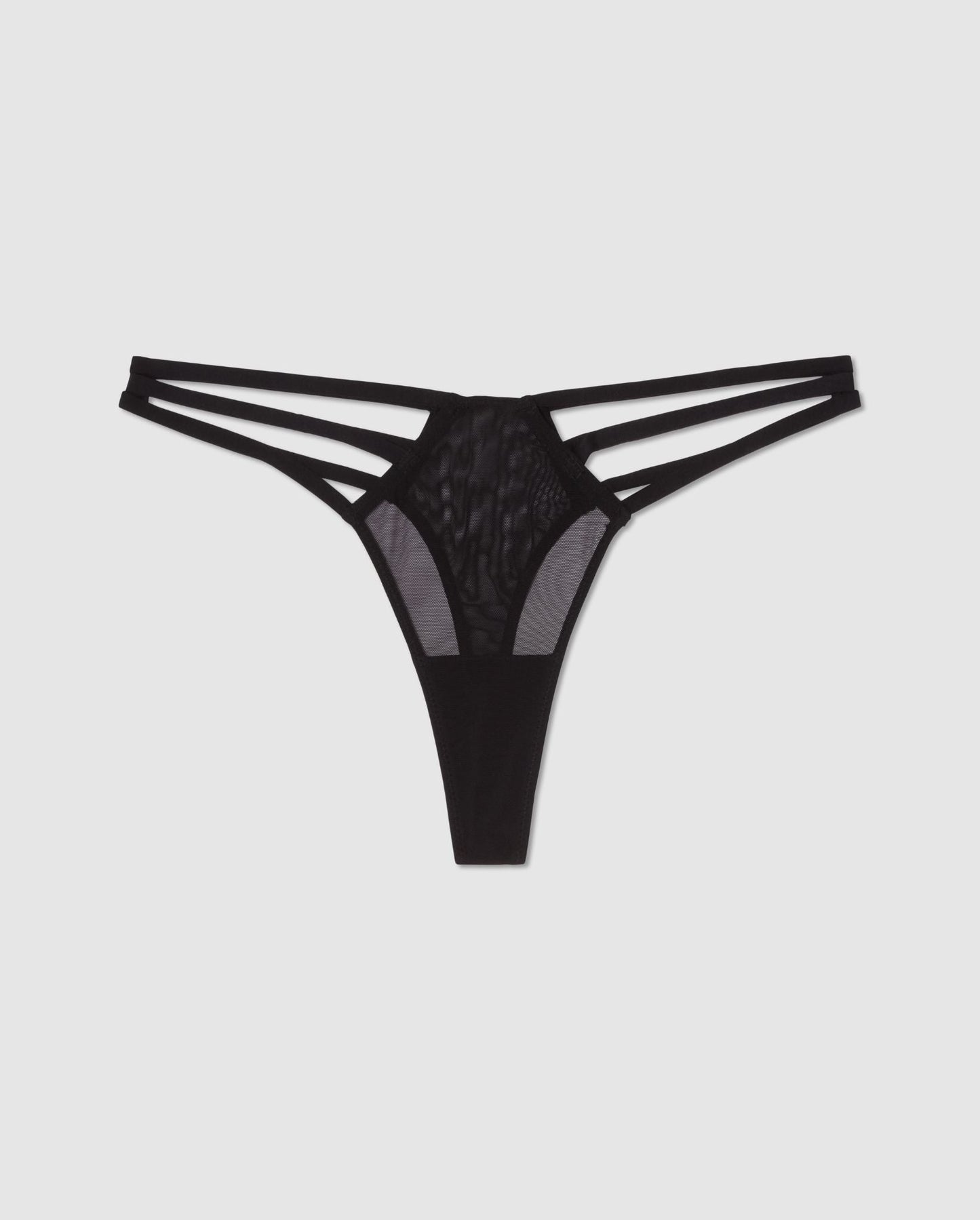 Mesh Strappy Thong Black