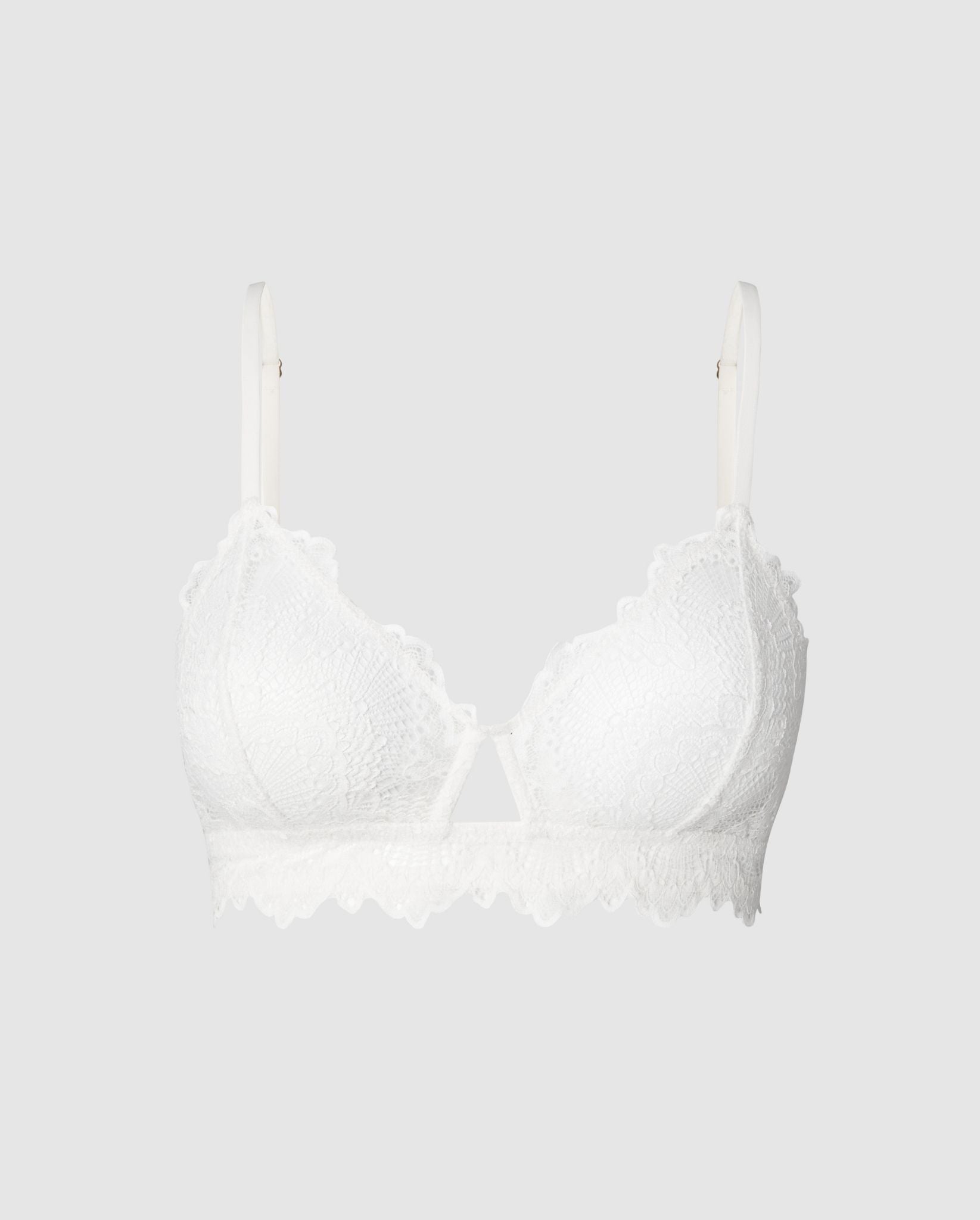 An lace cut-out bralette in off white.