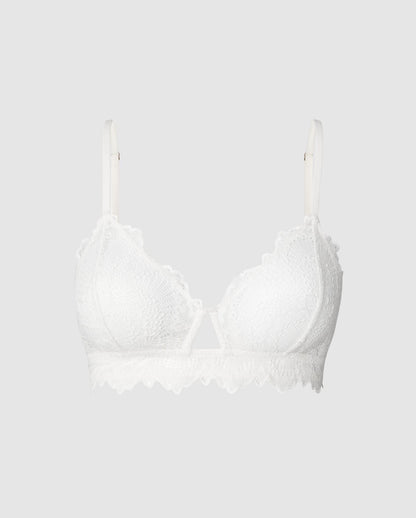 An lace cut-out bralette in off white.