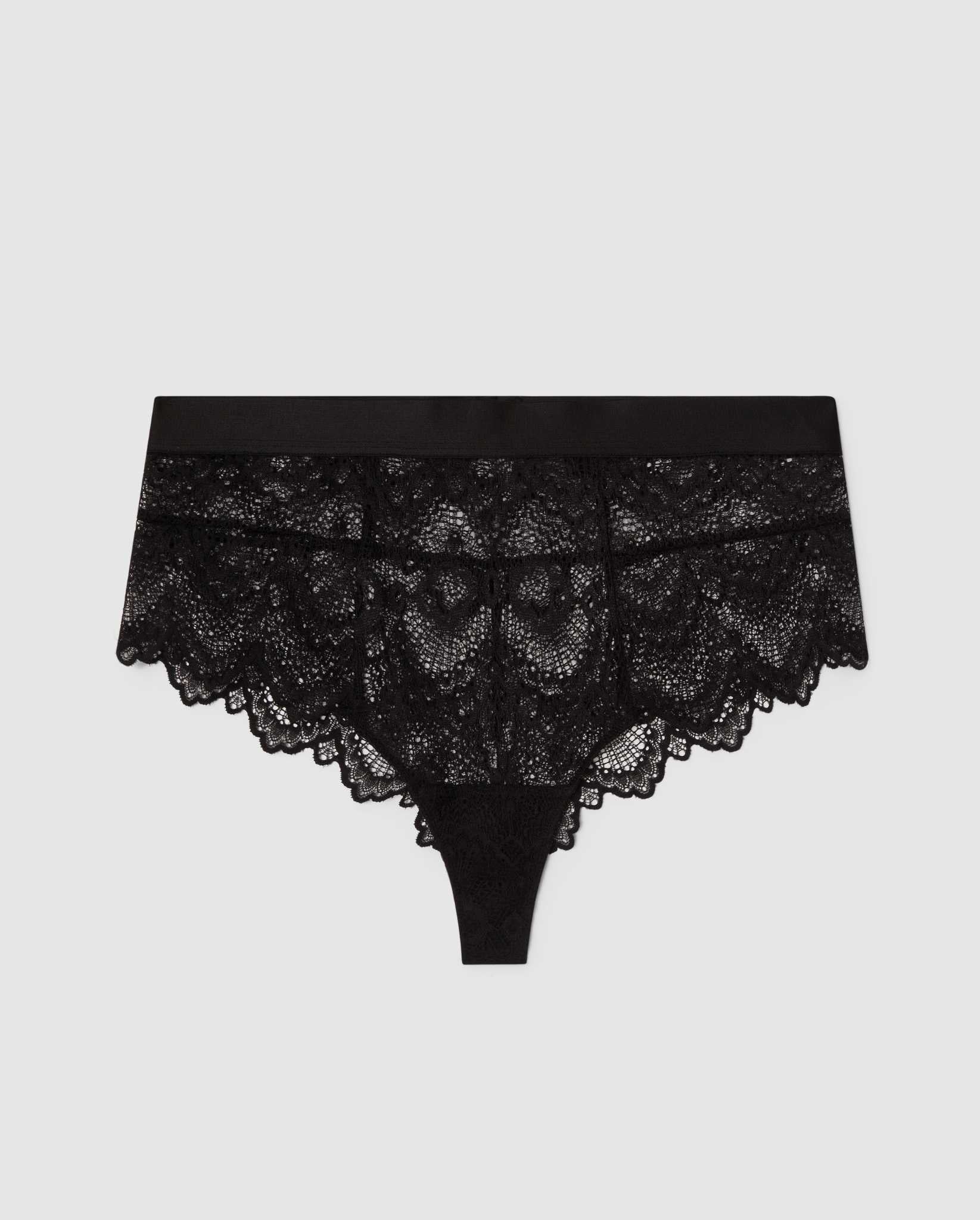an lace highwaist high cut brief in black.