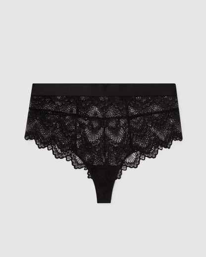 an lace highwaist high cut brief in black.