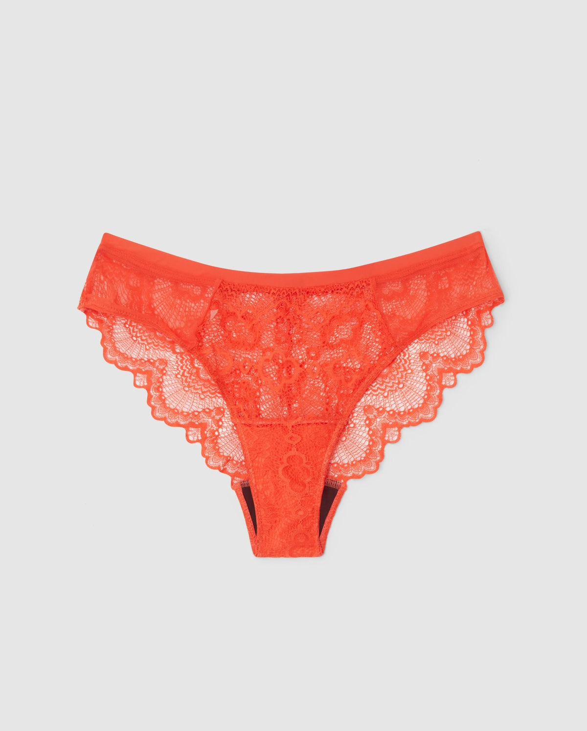 An lace period panty in red.