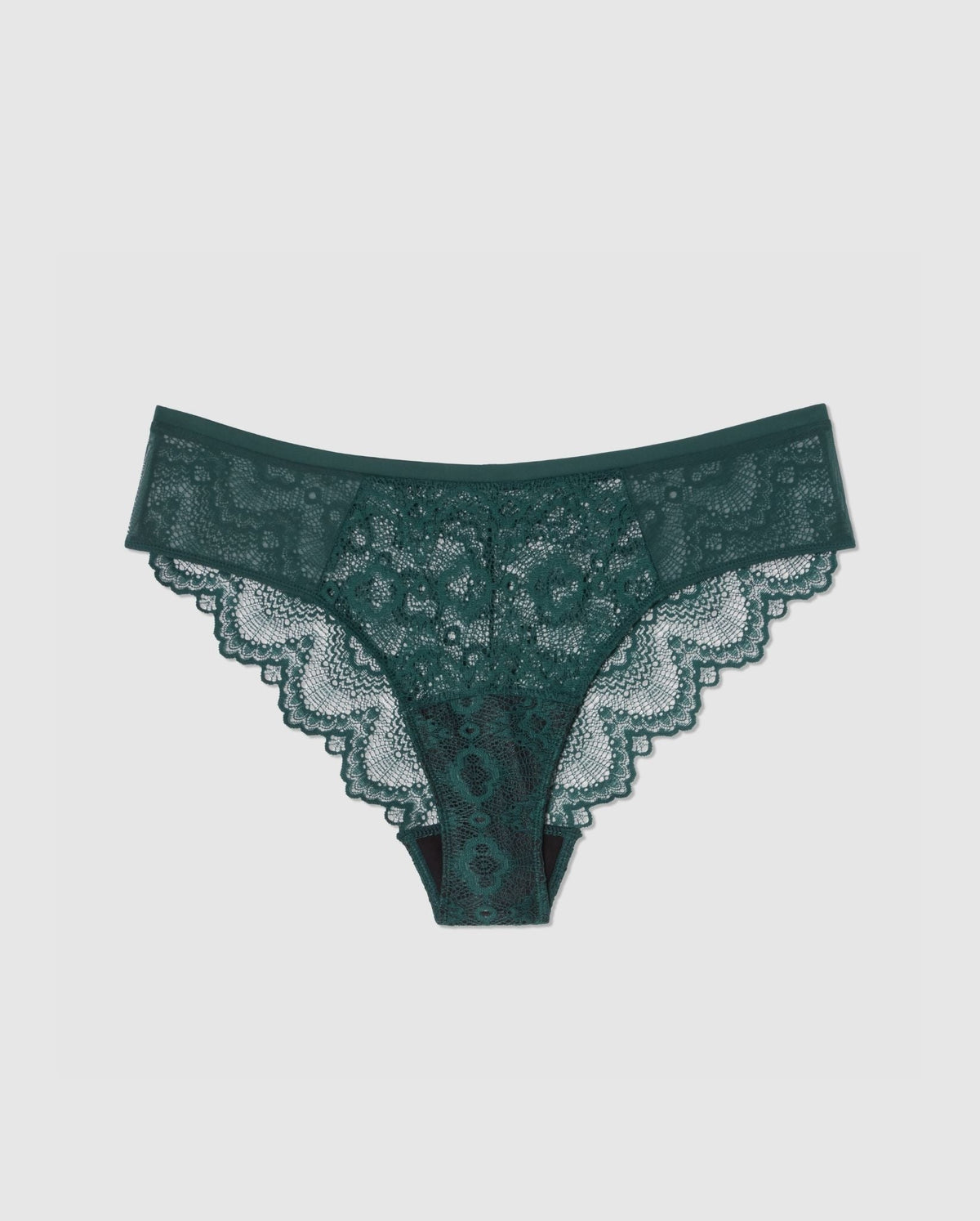 An lace period panty in pine green.