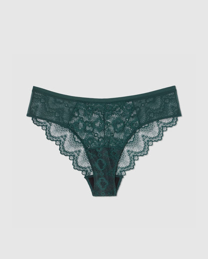 An lace period panty in pine green.