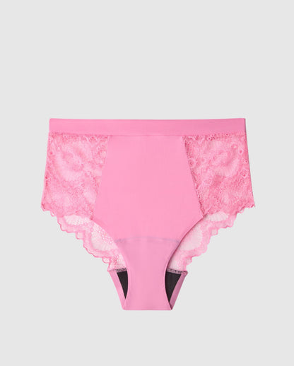 An lace highwaist  period brief in pink.
