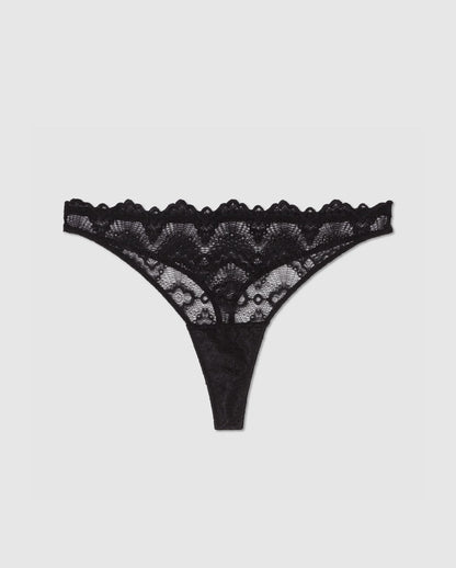 Lace Period Thong Black