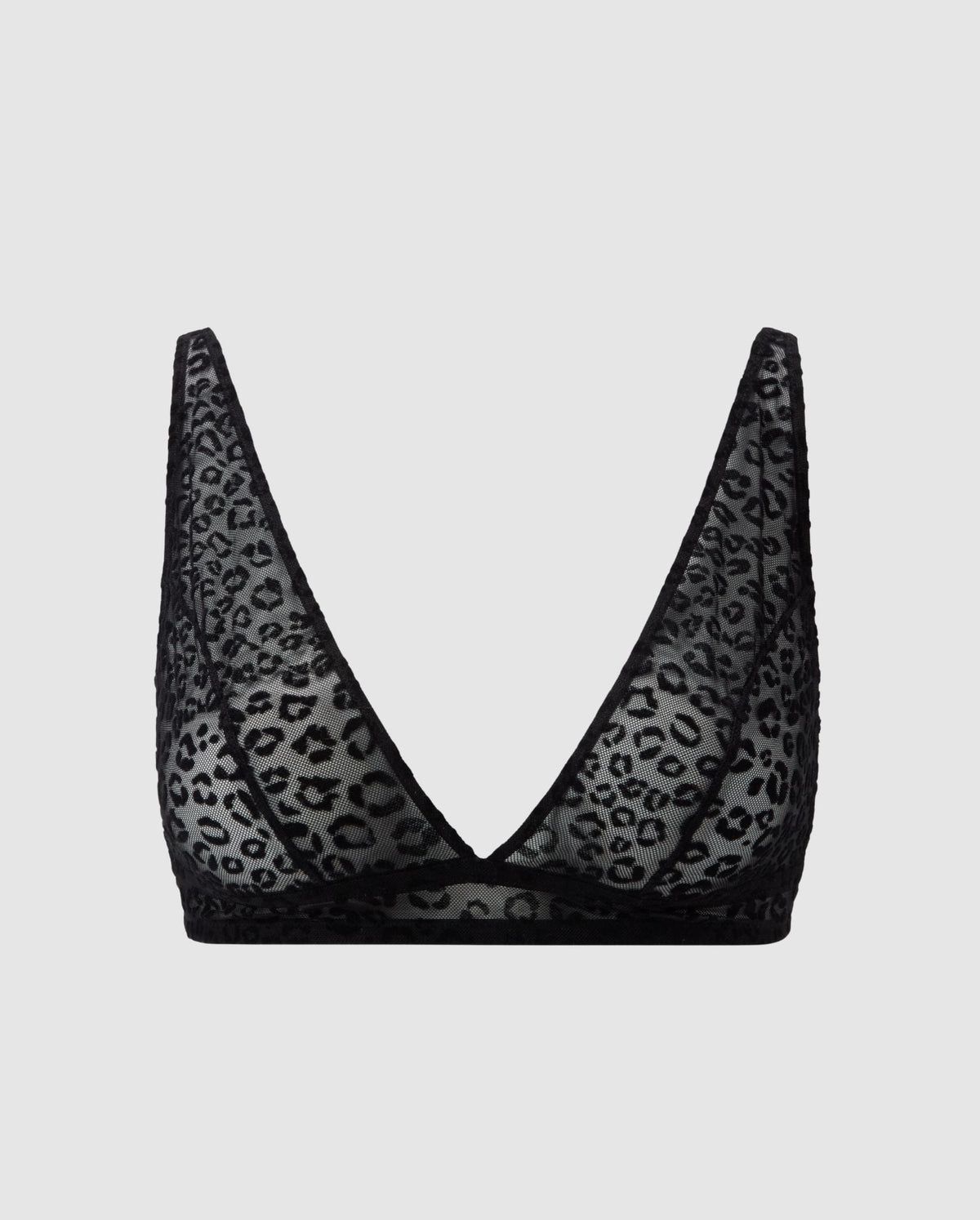 Mesh Plunge Bralette Black Leopard