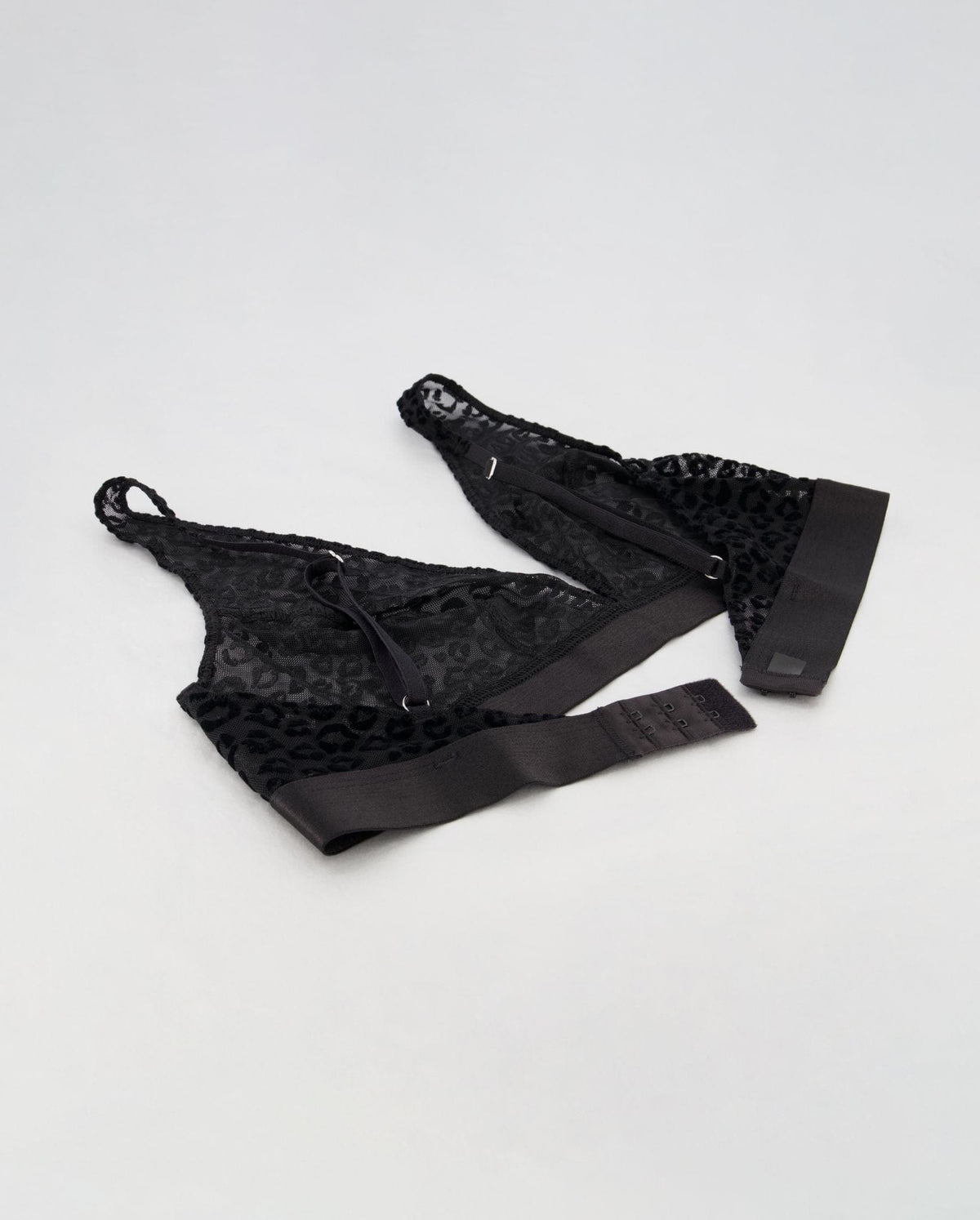 Mesh Plunge Bra Black Leopard