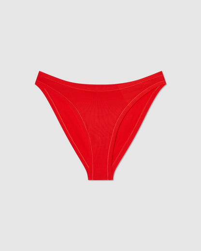 An microfibre bikini brief in red.
