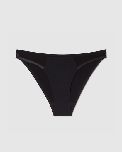 An microfibre period panty in black.