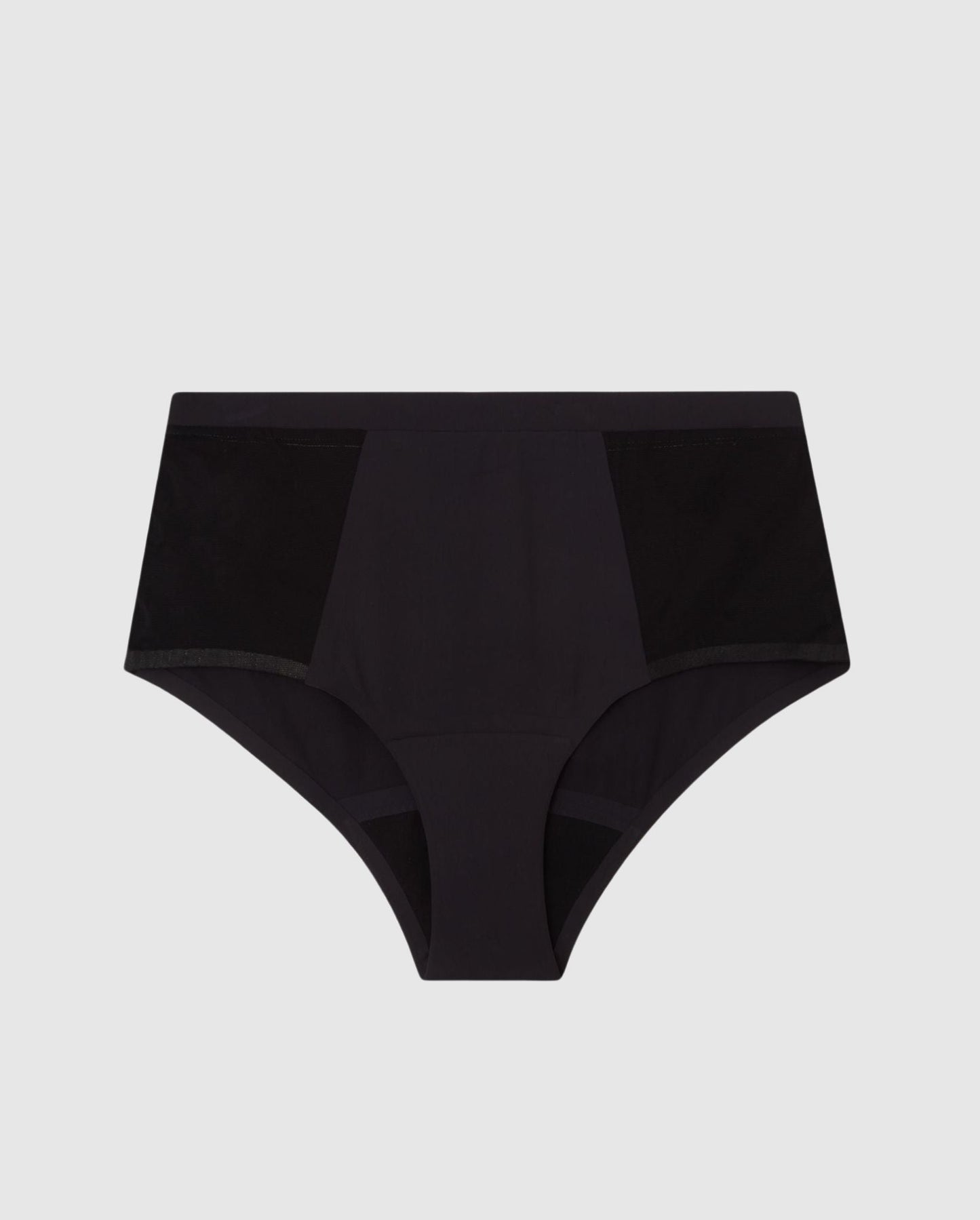 An microfiber highwaist period brief in black.
