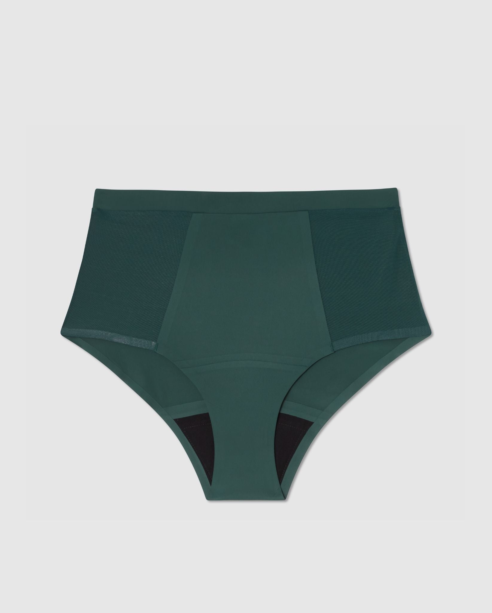 An microfibre highwaist period brief in pine green.