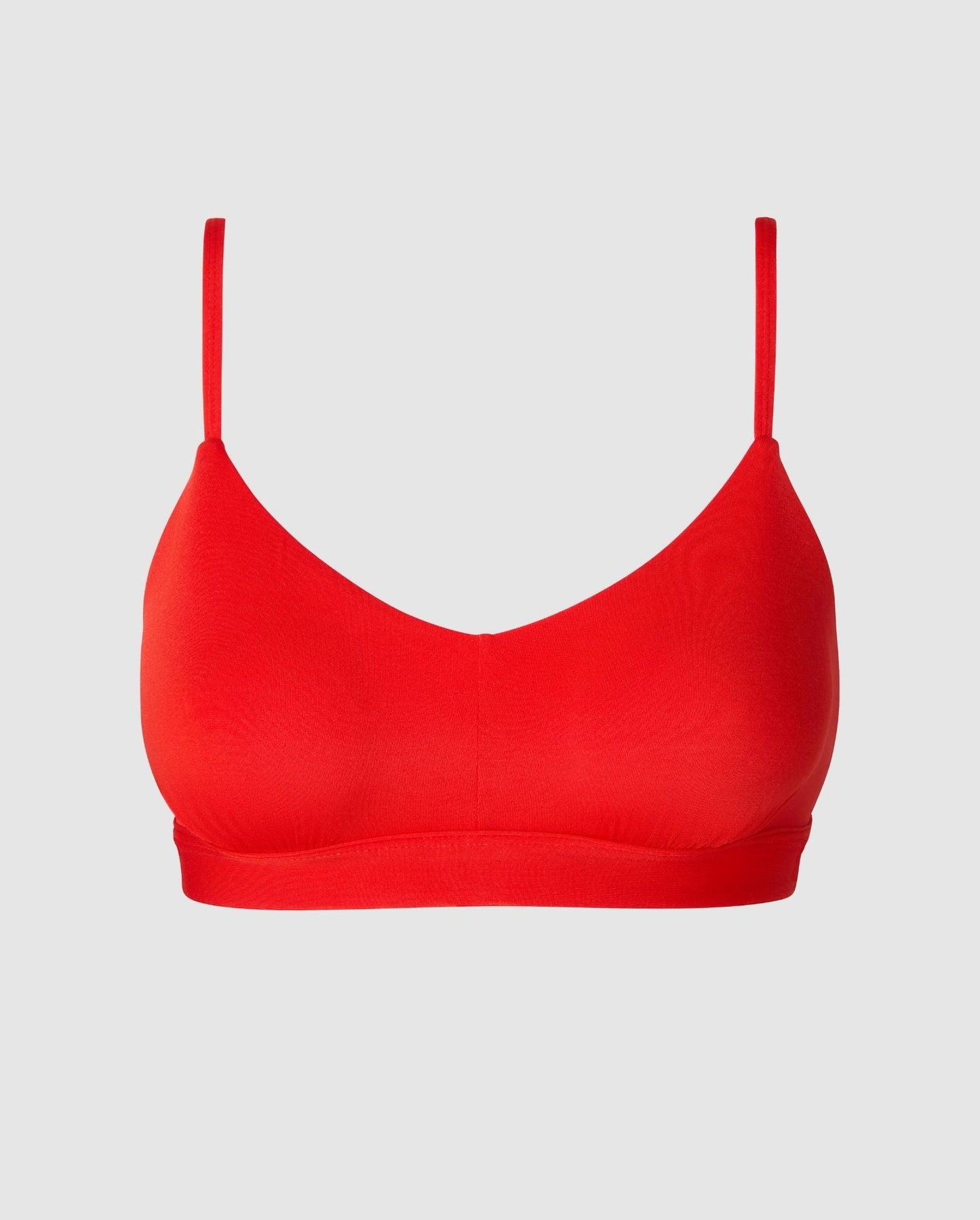 An red scoop bralette in soft microfiber.