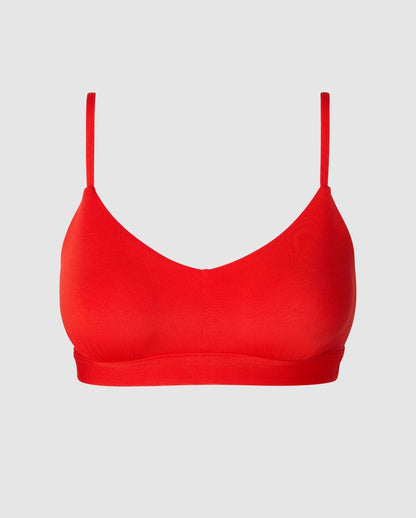 An red scoop bralette in soft microfiber.