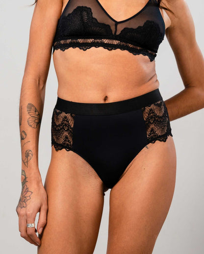 Lace Highwaist String 002 Black